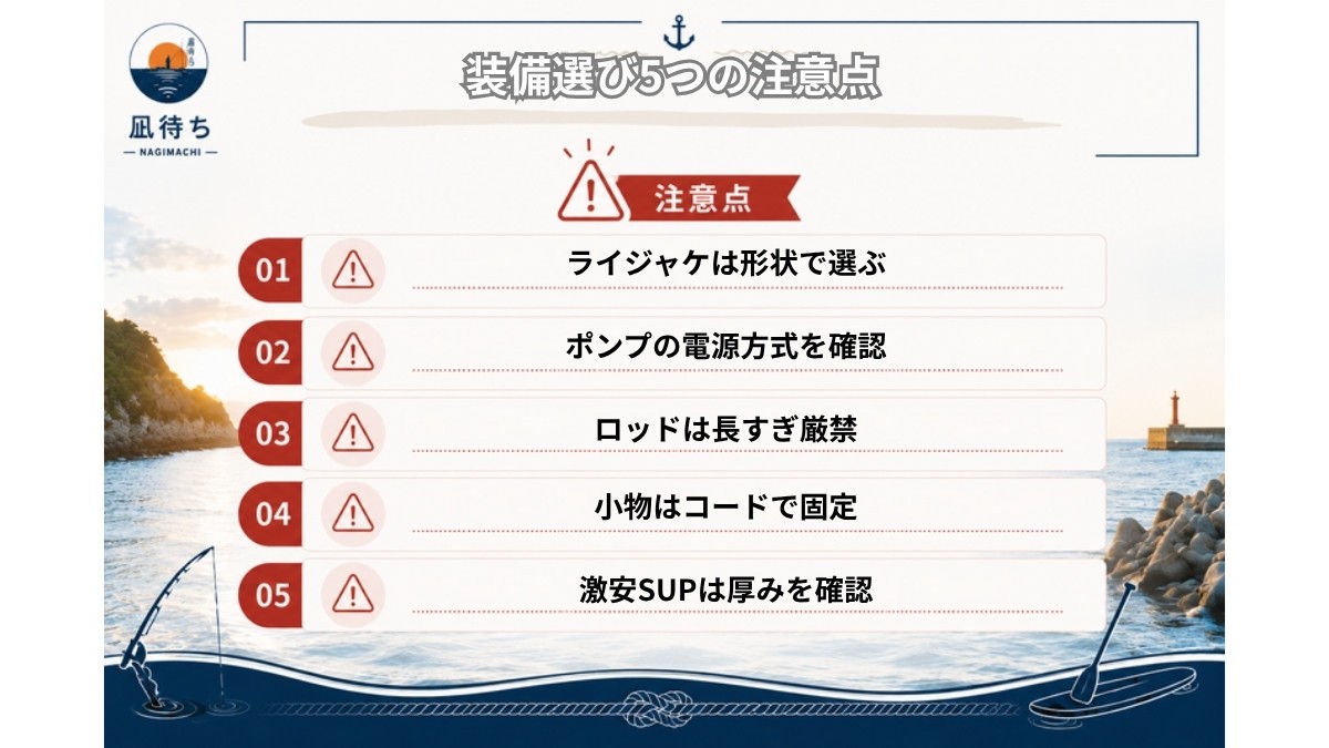 SUPフィッシング装備選び5つの注意点