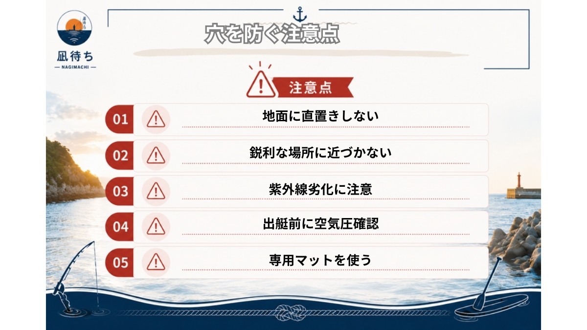 SUPの穴を防ぐ注意点まとめ図解