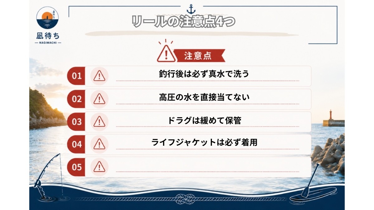 リールを使うときの注意点4つの図解